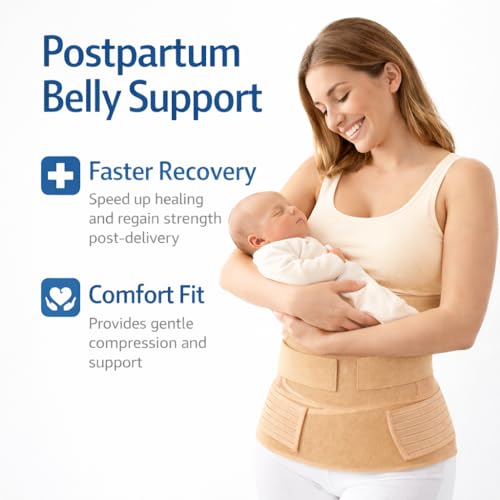 Image of 3-in-1 Postpartum Belt for Women - Post Pregnancy Belly Binder, Waist & Pelvic Support - C Section Recovery, Tummy Tightening, Back Pain Relief - Adjustable Fit - (Skin-XL)