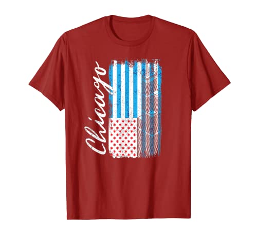 Chicago USA Flag Tourist Souvenir Tshirt Uomo Donna Bambini Maglietta
