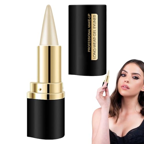 Natural Gel Eye Liner - Long Wear Gel Eyeliner | Waterproof & Smudge Proof Gel Pencil Eye Liner | Long-Lasting Smokey Eye Liners Eyeshadow Pen for Gothic Makeup (White)