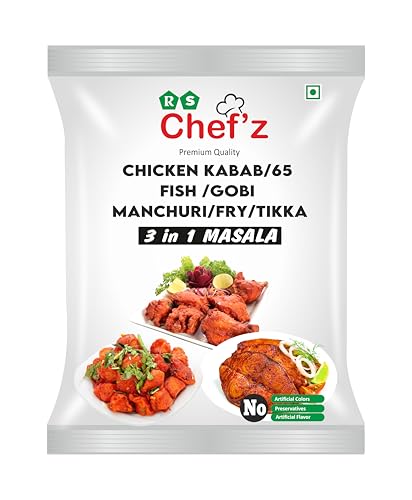 Image of RS Chef'z 3-in-1 Masala Powder 1kg | Versatile Spice Mix for Chilli Chicken 65 Kabab, Chicken Pakoda, Dry Gobi Fry /Manchurian, Fish Fry (500g Pack of 2)