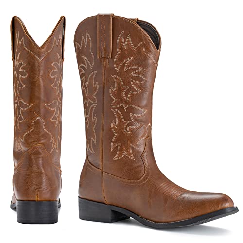 Iuv Cowboy Boots For Men Western Boot Durable Classic Embroidered Snip Toe Boots #TOP1