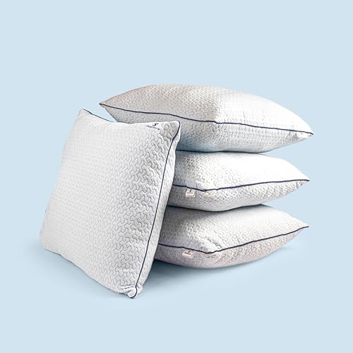 Image of SleepStore Fibrom Cushion Pillow for Relaxing, Pack of 4, 24x24 Inch | Medium Firm Support | Versatile Pillow for Back, Side & Sofa Use | Soft Fiber Foam Comfort