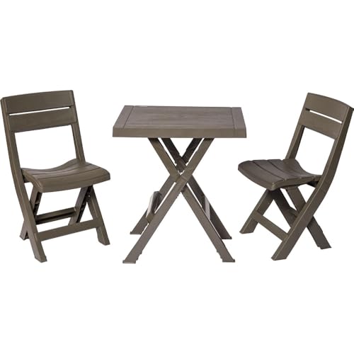 La Mejor Recopilación de Sillas de comedor de jardín los mejores 5. 46 Rimax | Juego Mesa Plegable con 2 Sillas de Plástico, Textura Tipo Madera, Mueble Portátil y Resistente para Comedor Exterior o Terraza, Ligero y Fácil de Guardar, Perfecto para...