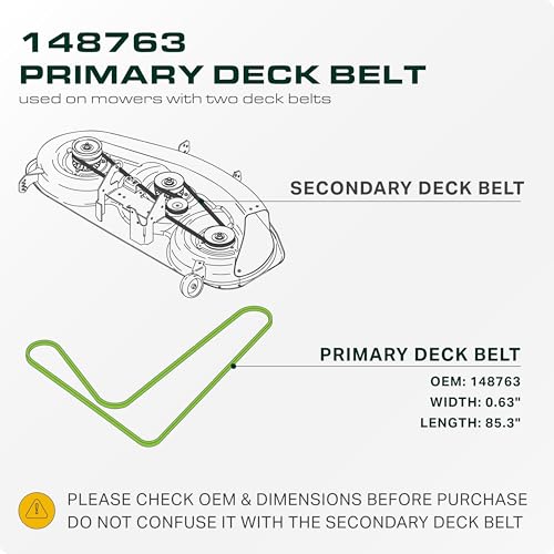 Image of UDC Parts 148763 Primary Drive Deck Belt Replacement for Husqvarna 532148763 YTH2046 GTH225 GTH2350 GTVH200 GTVH205 YTH1746 YTHK180 AYP Poulan PP20H46A 531300769 Jonsered /Aramid Cord / 85.30 inches