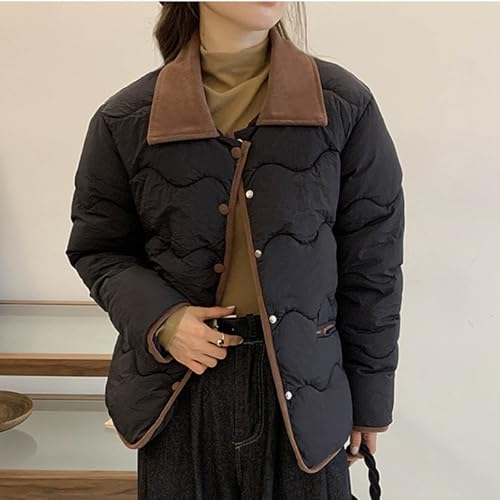Womens Lightweight Quilted Jacket Casual Padded Puffer Button Lapel Jacket Coats with Pocket Ladies Winter Warm Coats2