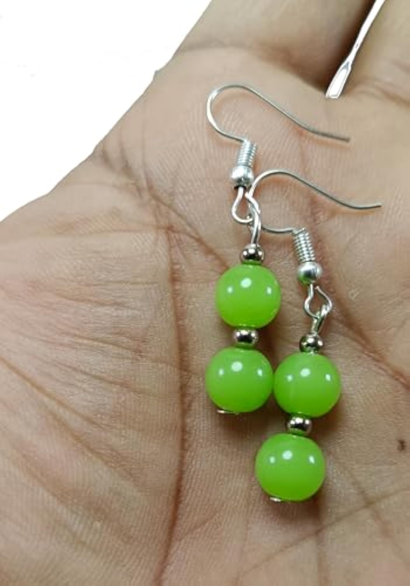 Serpentine Crystal Round Bead Earrings Set, Healing Gemstone