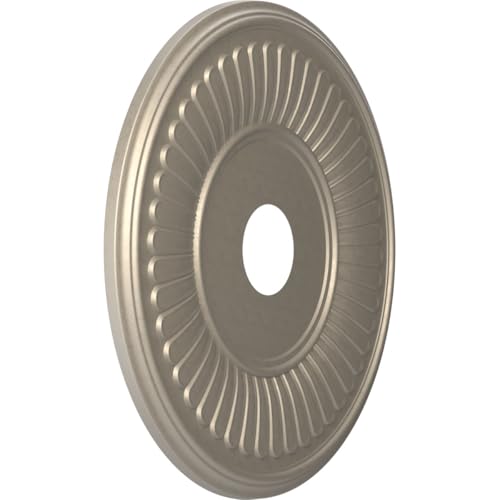 Image of Ekena Millwork CMP19BECSV Berkshire Thermoformed PVC Ceiling Medallion (Fits Canopies up to 8 3 /8 inch), 19 inchOD x 3 1 /2 inchID x 1 inchP, Metallic Silver Metallic