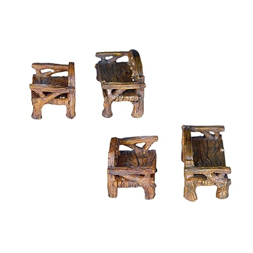 ERINGOGO 4pcs Miniature Resin Bench Dollhouse Furniture Mini Bench for Dollhouse Decor Resin Stool Chairs