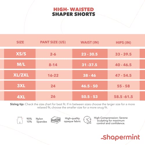 Shapermint High Waisted Body Shaper Shorts - Shapewear For Women Tummy Control Small To Plus-Size Black Large/Medium #TOP1