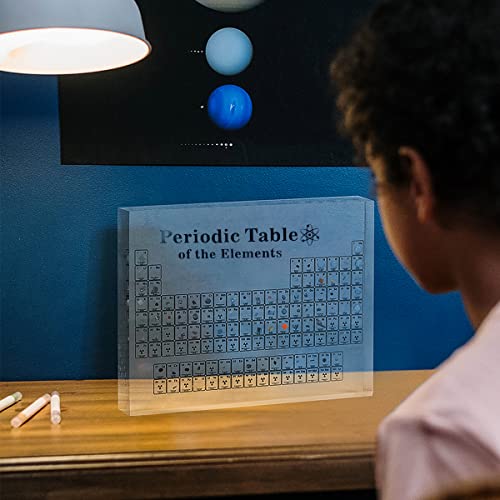 KOGJAERS Elemento químico, tabela periódica, suporte de exibição de acrílico com elemento real, ferr