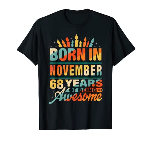 Noviembre 1953 68 años 68 cumpleaños regalo vela gráfico Camiseta