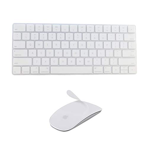 JIFF ® 2 in 1 Bundle - Silicone Soft Skin Protector Covers for Apple Magic Keyboard (MLA22LL/A) with US Layout and MAC Apple Magic Mouse (Clear)
