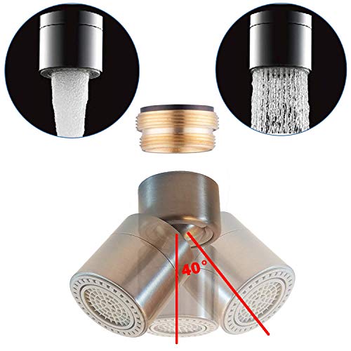Totomo Kitchen Sink Faucet Aerator (Solid Brass) 2 Spray-Mode (Shower&Bubble Stream) 360° Swivel Booster Sprayer Adapter Water Saving Head Attachment Replacement - Brushed Nickel #TOP1