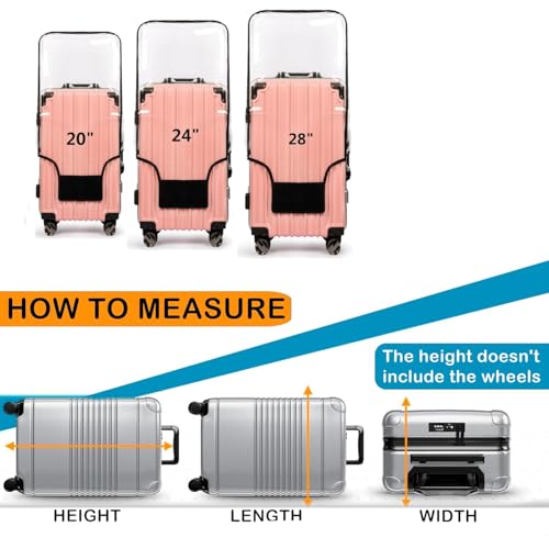 Image of Suitcase Cover | 20 inch, 24 inch, 28 inch Transparent PVC Luggage Cover for Hard Trolley Bag | Waterproof Clear Protective Trolley Bag Cover with Zipper, Travel Dustproof Protector (Pack of 3)