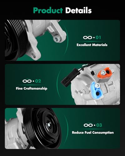 Image of SCITOO AC Compressor fit for Chrysler Aspen 4.7L 2008-2009 | Fast Cooling, Ultra Low Noise (≤72 dB)Air Conditioner Compressor with Clutch, Easy Installation, 55111438AB