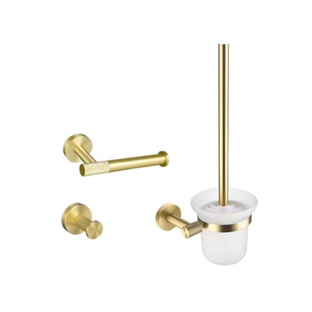 LCANALLYMS Wall hooks, Coat Hook Bathroom Hooks Golden Towel Rack Bar Ring Brushed Gold Hardware Set Robe Toilet Tissue Paper Holder Accessories Kit(3 Pieces Set)