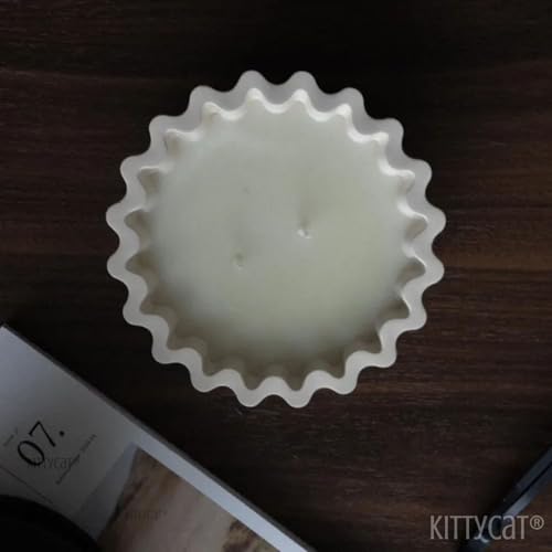 Image of Kitty Cat Aesthetic Wavy Bowl Oudh Scented Candle | Handmade Soy Wax Blend | Long Burning Luxury Home Decor Candle for Living Room, Bedroom & Gifting