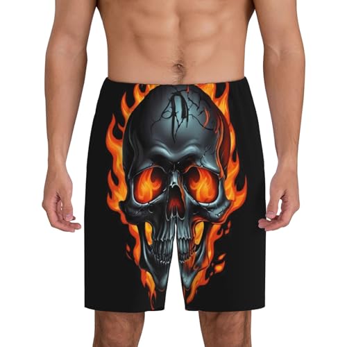 Novastar Mens Pajama Pants - Flame Metal Skull Sleep Comfy Shorts Men Pajama Shorts, Pj Pants for Mens Lounge Shorts3