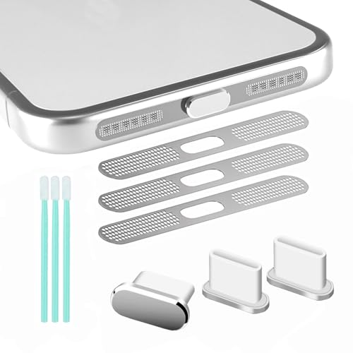 Tapones antipolvo USB C de aluminio y mallas de altavoz compatibles con iPhone 17 Pro Max