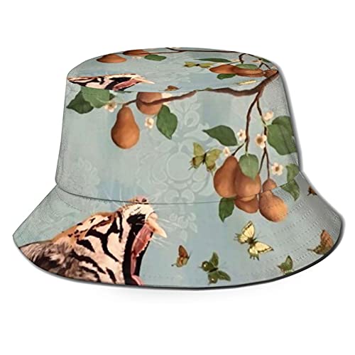Preisvergleich Produktbild GAHAHA Fischerhüte mit Tiger, Schmetterling, Fischerhut, Wandern, Sonnenschutz, langlebig, faltbar, für den Außenbereich, Fischerhut