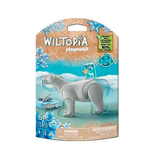 PLAYMOBIL WILTOPIA 71053 Oso Polar, Incluye Accesorios, Carta de colección con Animales y código QR, a Partir de 4 años