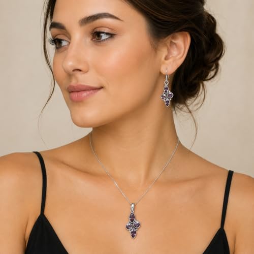 Juego de joyas de amatista morada en plata: regalo de San Valentín 3