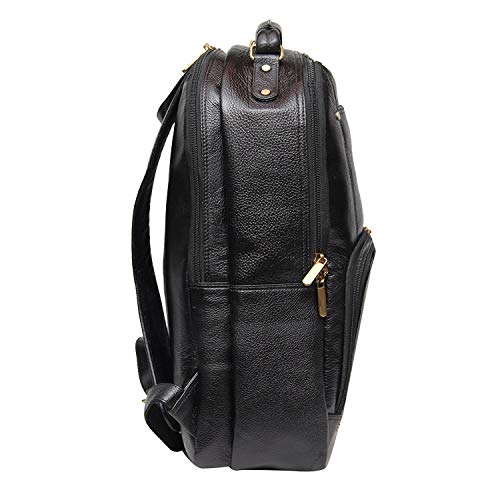 Image of RICHSIGN LEATHER ACCESSORIES Genuine Leather Laptop Backpack Bag For Men And Women, College, Office, Travel Use | 15.6 Inch Laptop Compartment