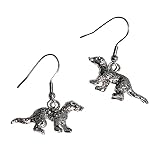 Pine Marten Earrings, Antique Silver, Mink, Otter, Animal Jewelry