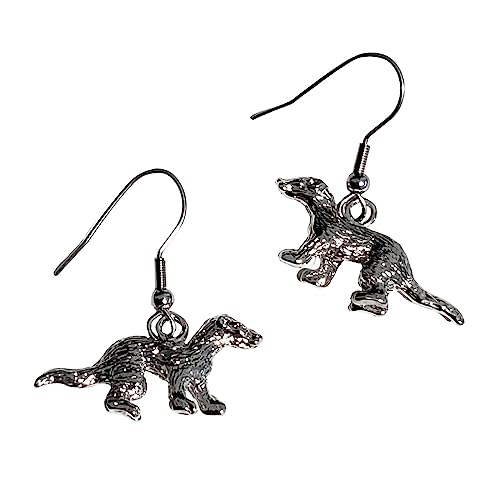 Pine Marten Earrings, Antique Silver, Mink, Otter, Animal Jewelry