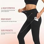 yeuG 4 Pack Leggings for Women with Pockets High Waisted Tummy Control Slimming Black Yoga Pants Workout Running.