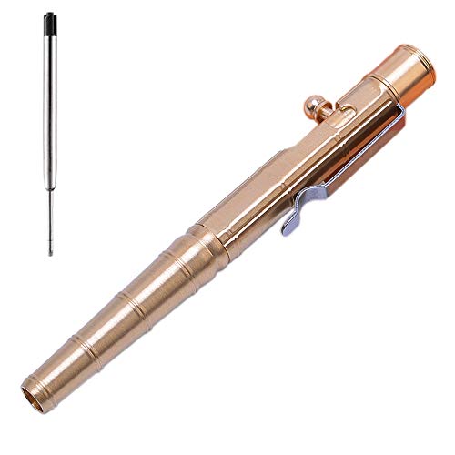 Stylo à bille en laiton massif et bambou cuivré pour carnet de notes et calligraphie