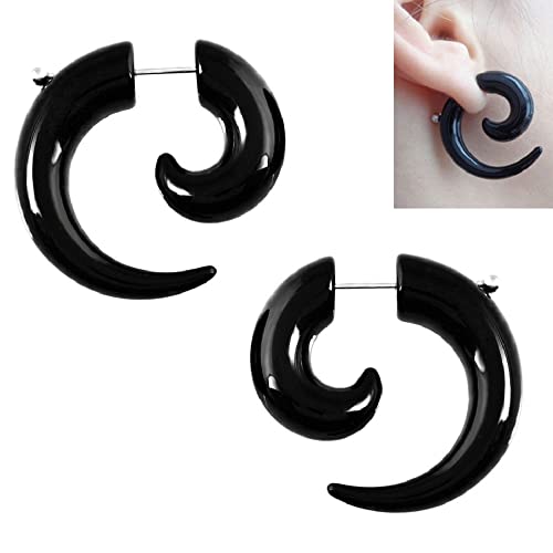 18G Acrylic Spiral Drop Dangle Stainless Steel Gauge Stud Earrings For Men Women Boys Cartilage Tiny Black Ear Jacket Screw Back Fake Ear Tunnel Plugs Body Piercings Jewelry For Boyfriend Girlfriend Son Xmas New Year Gifts (6Mm) #TOP5