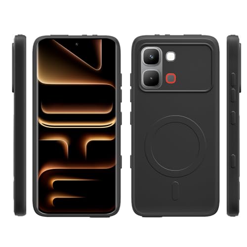 Image of Back Cover Infinix Note Edge 5G | MagFit Ring Design (Non-Magnetic) | Shockproof Case | Anti-Slip Grip | Raised Camera Edges | Slim Protective Case for Infinix Note Edge 5G (Matte Black)