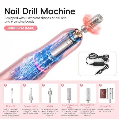 COSCELIA 40Pcs Kit Uñas Semipermanentes Completo con Lampara UV Torno para Uñas, 35 Colores Pintauñas Semipermanentes Rojo Negro Blanco 5pcs Base y Top Coat Kit Manicura con Herramientas - imagen 7