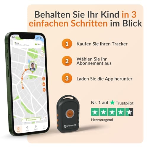 Weenect - GPS-Tracker für Kinder | Keine Entfernungsbegrenzung | 7 Tage Akkulaufzeit | SOS-Knopf | Notruftelefon | 2G | Funktioniert mit abonnement