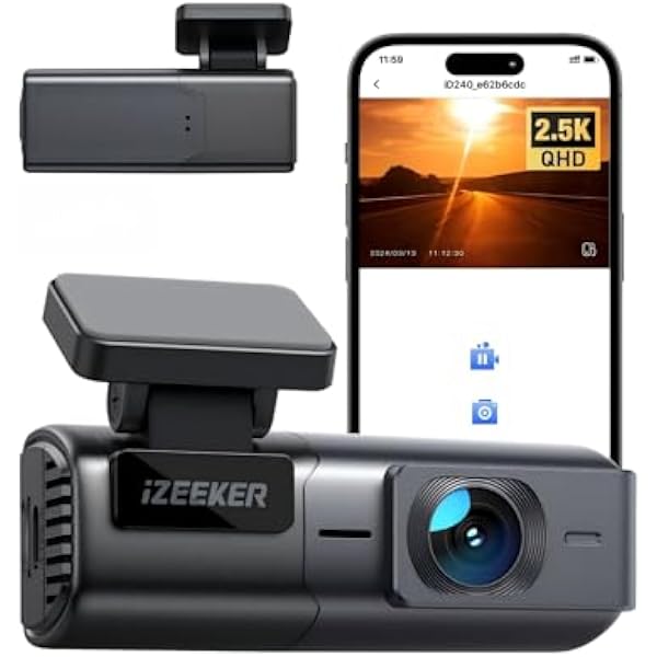 iZEEKER Kamera samochodowa 2,5K WiFi Dashcam, mini kamera samochodowa 1440P przednia kamera samochodowa z aplikacją, bezpłatna karta 32 GB, noktowizor, WDR, czujnik G, nagrywanie w pętli, obsługa