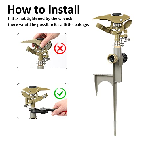 Styddi Metal Impact Sprinkler On Metal Step Spike Base, Zinc Pulsating Sprinkler With Adjustable Circular Spray Patterns And Distance, Watering Up To 5800 Square Foot, Perfect For Yard, Lawn, Garden #TOP3