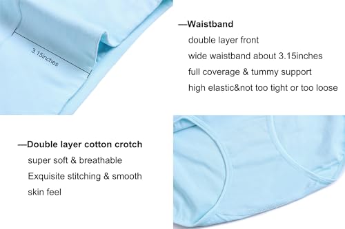 cauniss Womens High Waist Cotton Panties C Section Recovery Postpartum Soft Stretchy Full Coverage Underwear(5 Pack) - Image 6