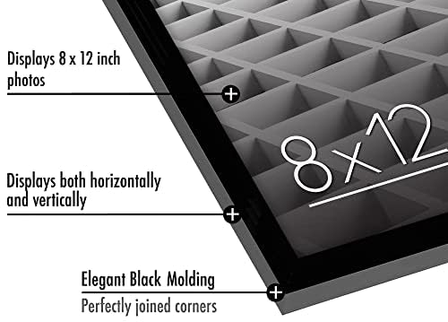 Americanflat 8x12 Picture Frame in Black with Shatter Resistant Glass - Thin Border Frames in Horizontal or Vertical Formats for Wall (2 Pack)