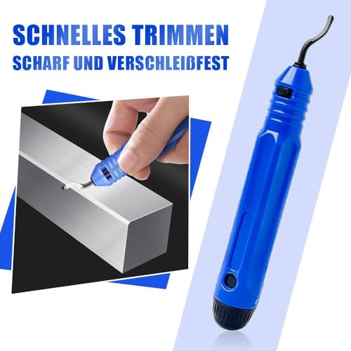 Dreamil Entgrater Werkzeug,mit 10 Stück 360 ° Drehen HSS Ersatzklingen,Universal Handentgrater für Kunststoff, Metall,3D Drucker, Rohr, PVC, Stahl und Aluminium