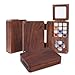 Fuumuui Travel Watercolor Palette 24 Grids Foldable with 2pcs Sable Travel Watercolor Brushes, Portable Walnut Wood Palette Box for Plein Air Painting