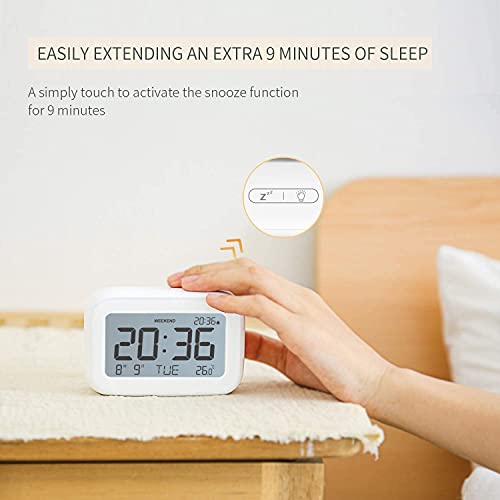 Réveil numérique LCD à volume réglable avec mode week-end et format 12/24h - 5