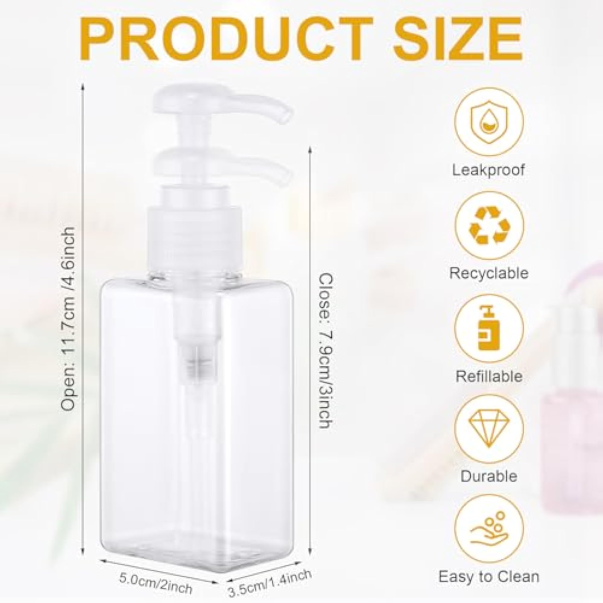 3.4 oz Mini Travel Pump Bottle Set