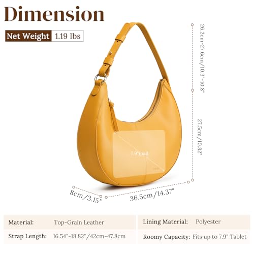 Image of S-ZONE Top Grain Leather Shoulder Bags for Women Hobo Crescent Bag Handbags Purse