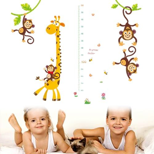 Metro Da Parete Per Bambini Adesivo - Carta Da Parati Con Misura Di Altezza 50-180 Cm, Design Blu Con Nuvole E Arcobaleni - Foto 7