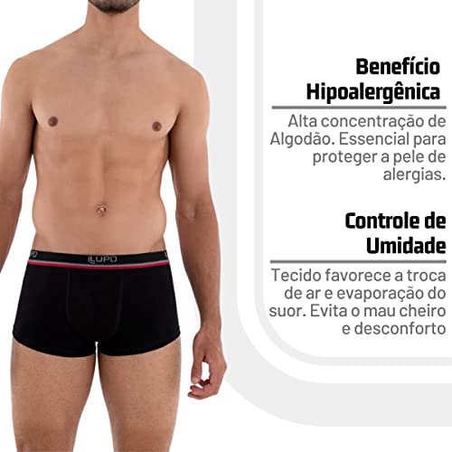 Kit 10 Cuecas Sunga Lupo Algodão Masculino Adulto | Preto | M | 00460-9041400902_10UN