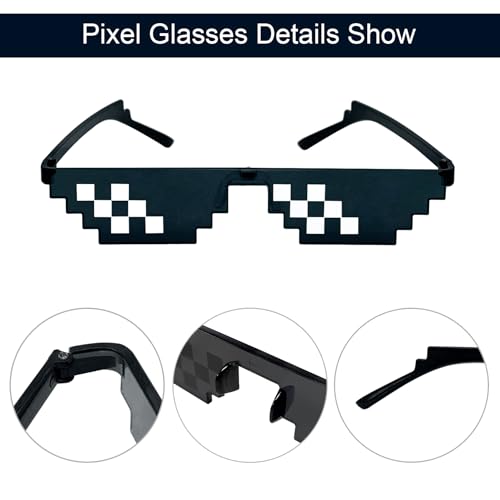 Lorigun Thug Life Glasses Pixel Sunglasses for Party, Deal with it Glasses Bachelor Party Decor3