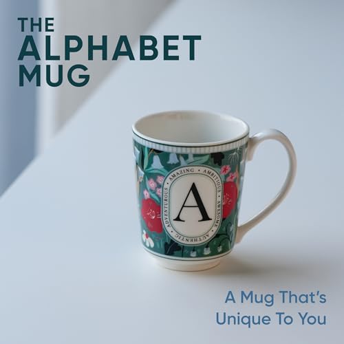 Image of Shay Alphabet Mug, 1 Pc, A, 300ml | Ceramic Mug |Glossy Finish | Ceramic Coffee Cup | Porcelain | Microwave Safe (Alphabet Mug - A)