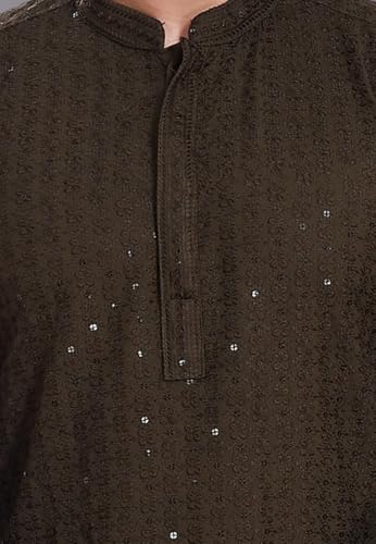 Image of DIVISIVE Men's Sequince Embroidered Cotton Blend Only Slim Fit Kurta
