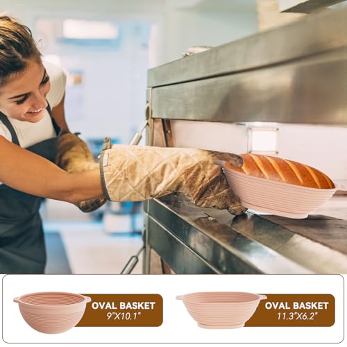 SZZJKJ Sourdough Starter Kit, 24PCS Sourdough Bread Baking Supplies, Silicone Banneton Bread Proofing Basket Set of 2 (pink, 10.2"D x 4.3"W x 7.45"H) (pink, 10.2"D x 4.3"W x 7.45"H)